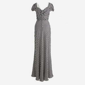 NWT J. CREW collection neck tie gingham satin feel maxi dress